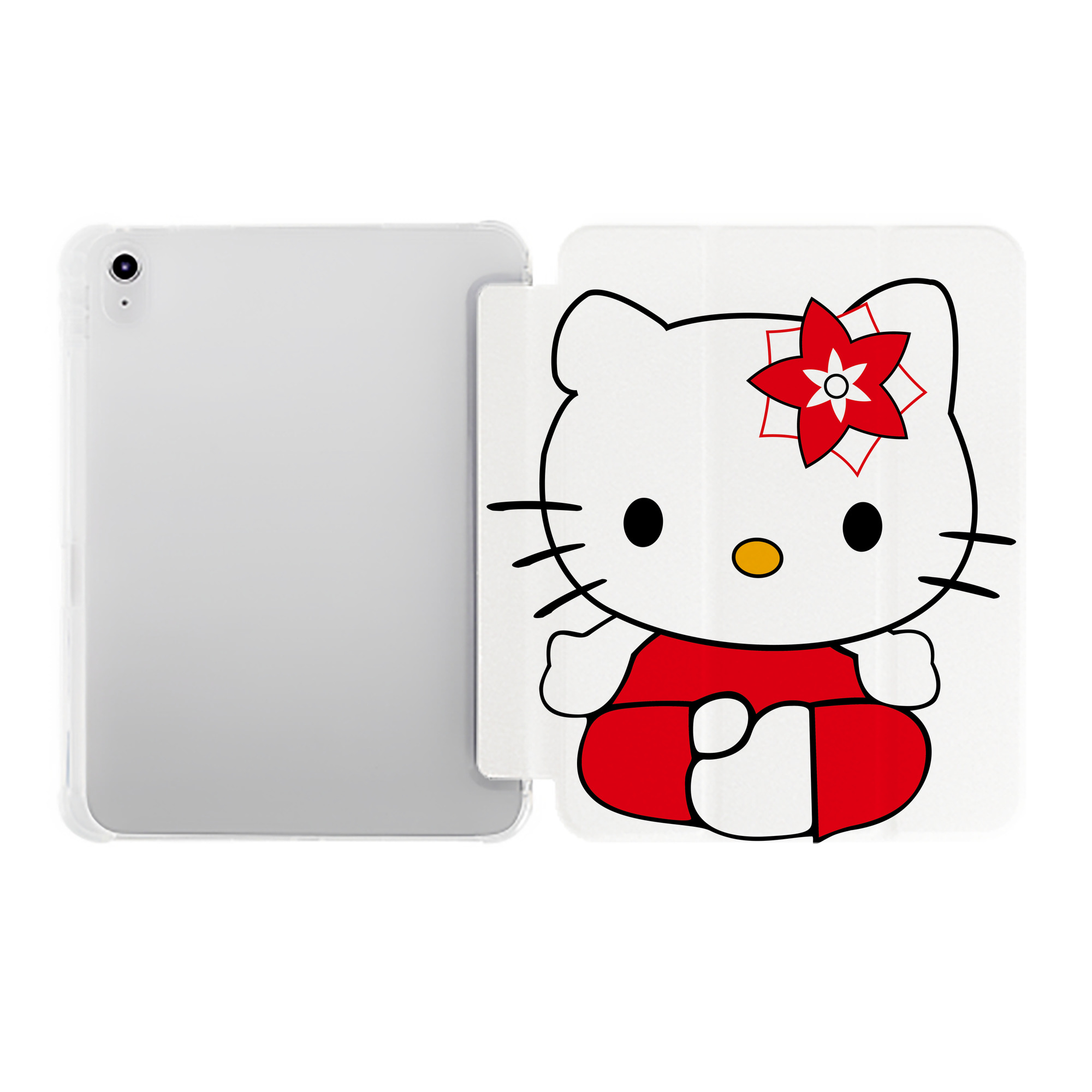 （画像用） Hello Kitty ハローキティ IPad ケース ペン収納付き 三つ折りスタンド PUレザー×シリコン 対応機種9.5/10.5/10.9インチ